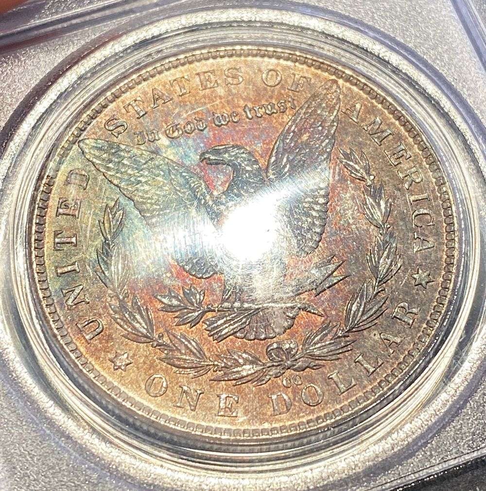 Rainbow Toned 1882-CC Morgan Silver Dollar PCGS MS63 OGH (1 of 6)