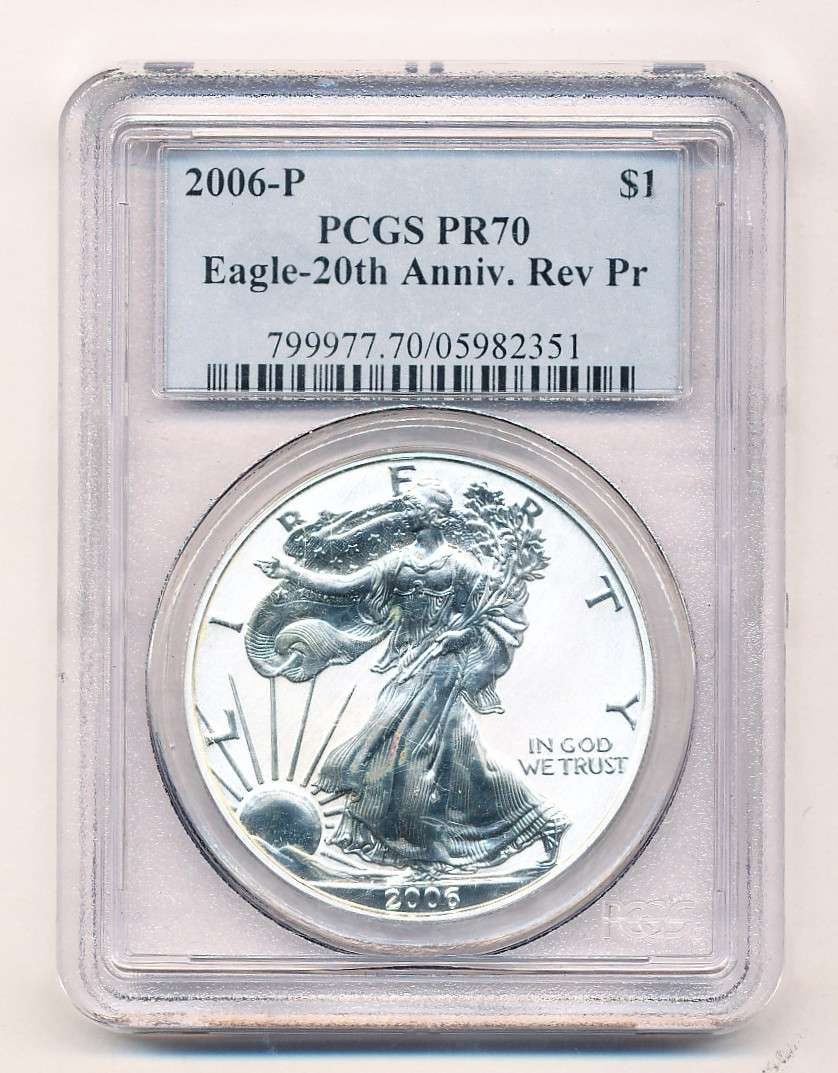 2006-P American Silver Eagle PCGS PF70 Reverse PF 20th Anniversary (1 of 4)