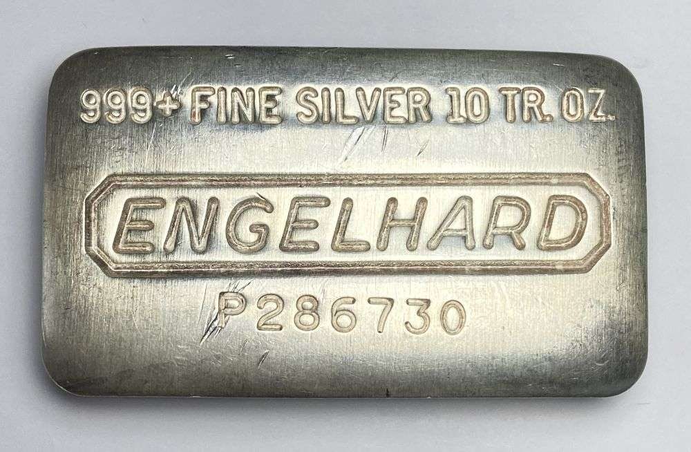 Vintage Engelhard 10 ozt .999 Silver Bar: Winner shall receive the exact bar shown here. (RR/RUB)
