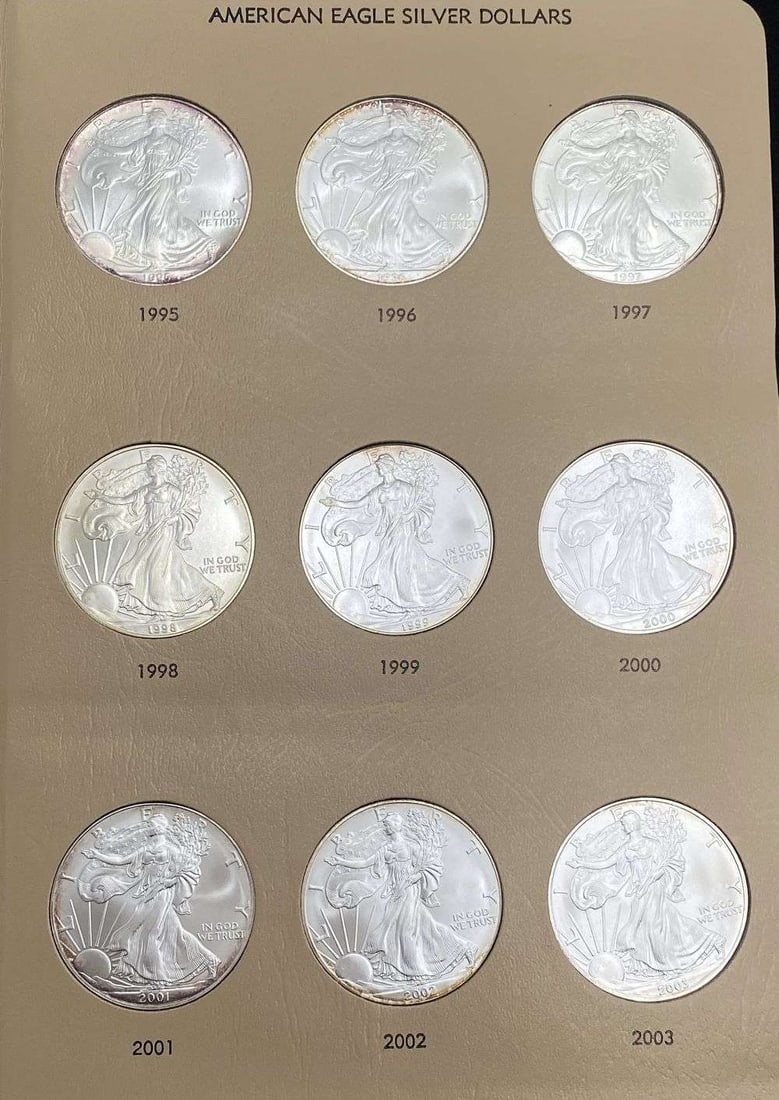 High Grade 1995-2003 American Silver Eagle Page (9-coins) (1 of 8)