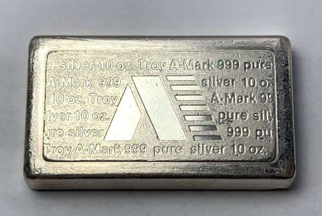 Vintage A-Mark .999 Silver Stacker Bar 10 ozt: Winner shall receive the exact bar shown here.