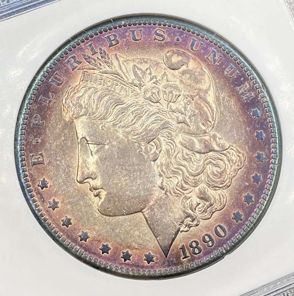 Toned 1890-S Morgan Silver Dollar MS64+ (1 of 5)