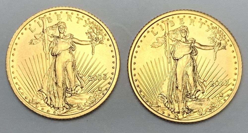 (2) 2022 American $5 Gold Eagle 1/10th ozt (1 of 2)
