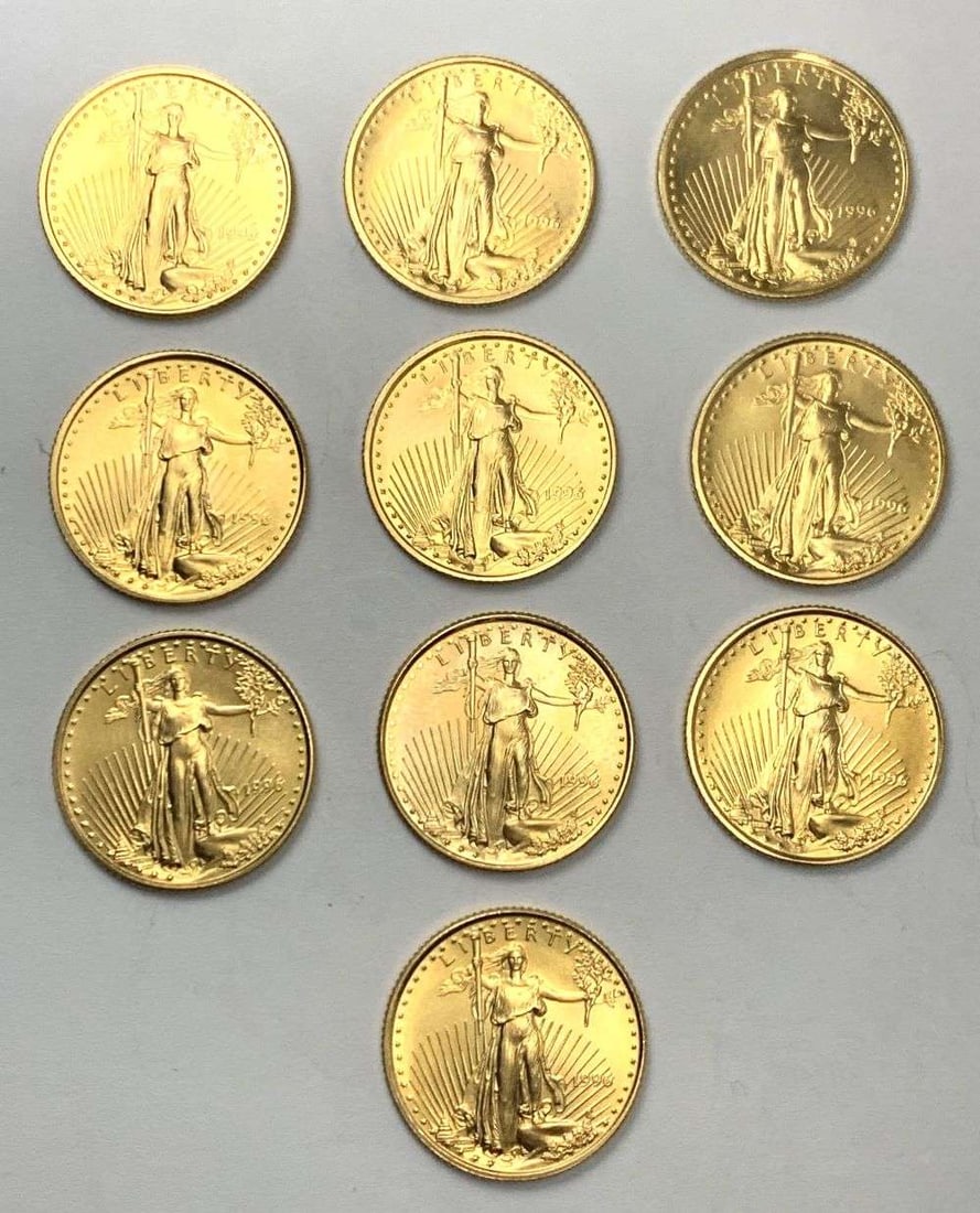 (10) 1996 American $5 Gold Eagle 1/10th ozt (1 of 4)