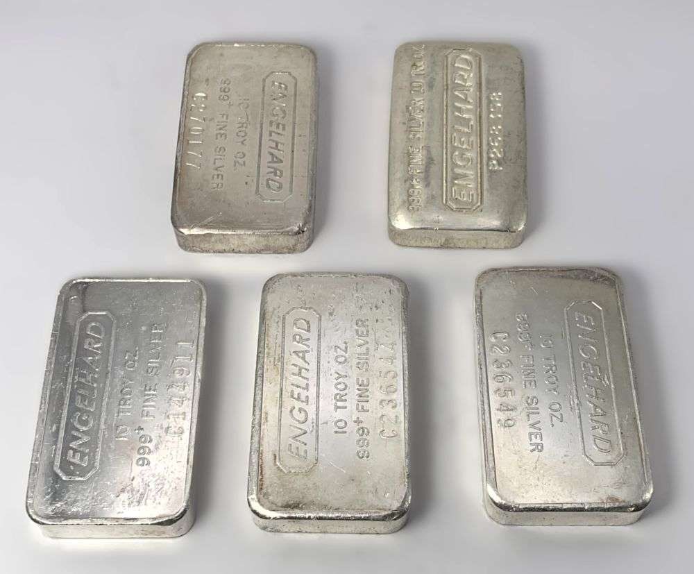 Last Minute! (5) Engelhard .999 Silver 10 ozt Bar (1 of 4)