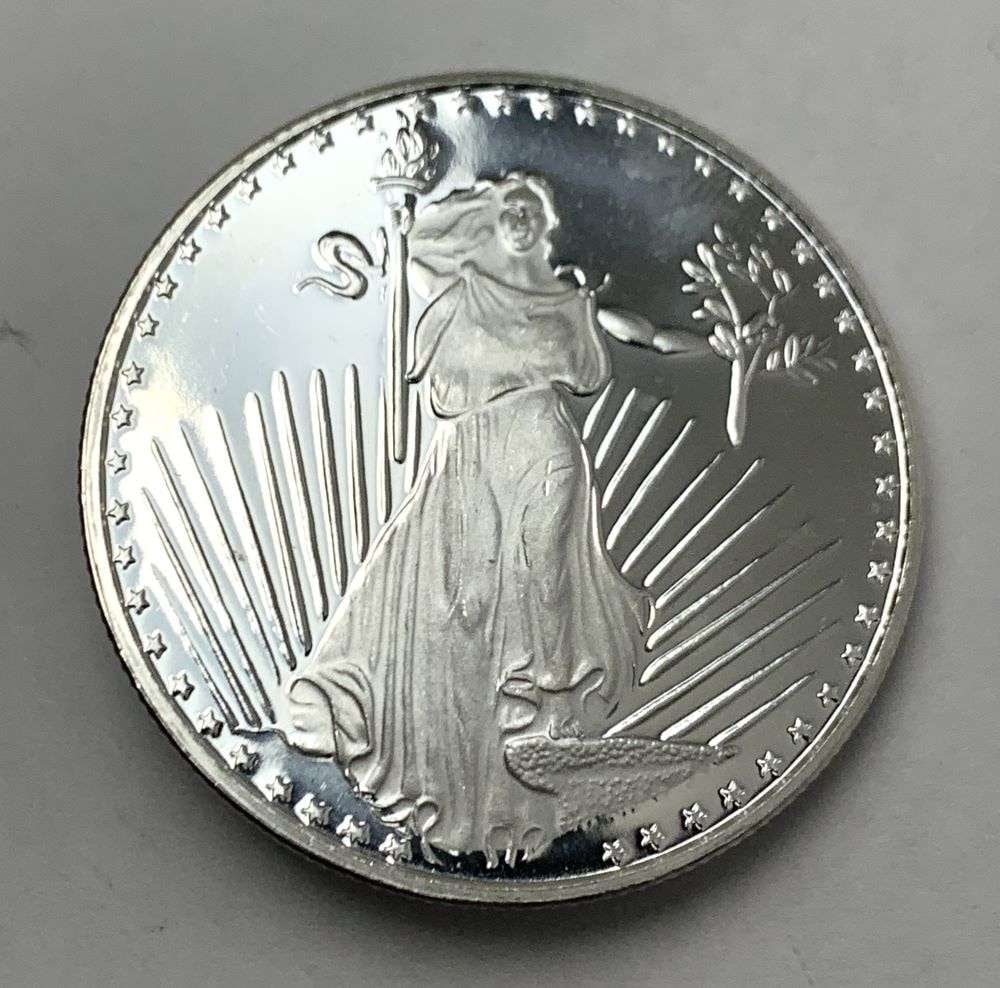 Saint Gaudens Design Proof 1 ozt .999 Silver: Winner shall receive the exact coin shown here. (RM/B)