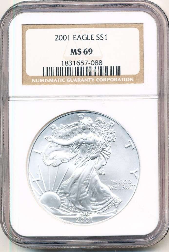 2001 American Silver Eagle NGC MS69 (1 of 4)