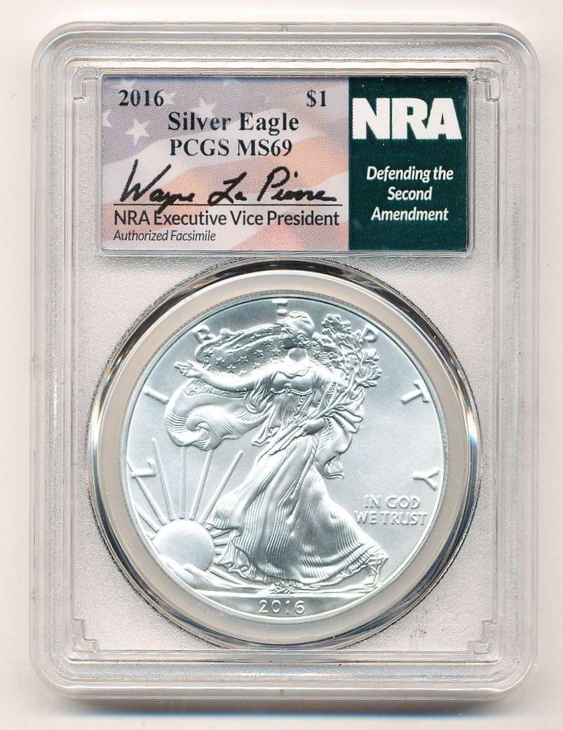 2016 American Silver Eagle PCGS MS69 Signed By Wayne La Pierre (1 of 4)