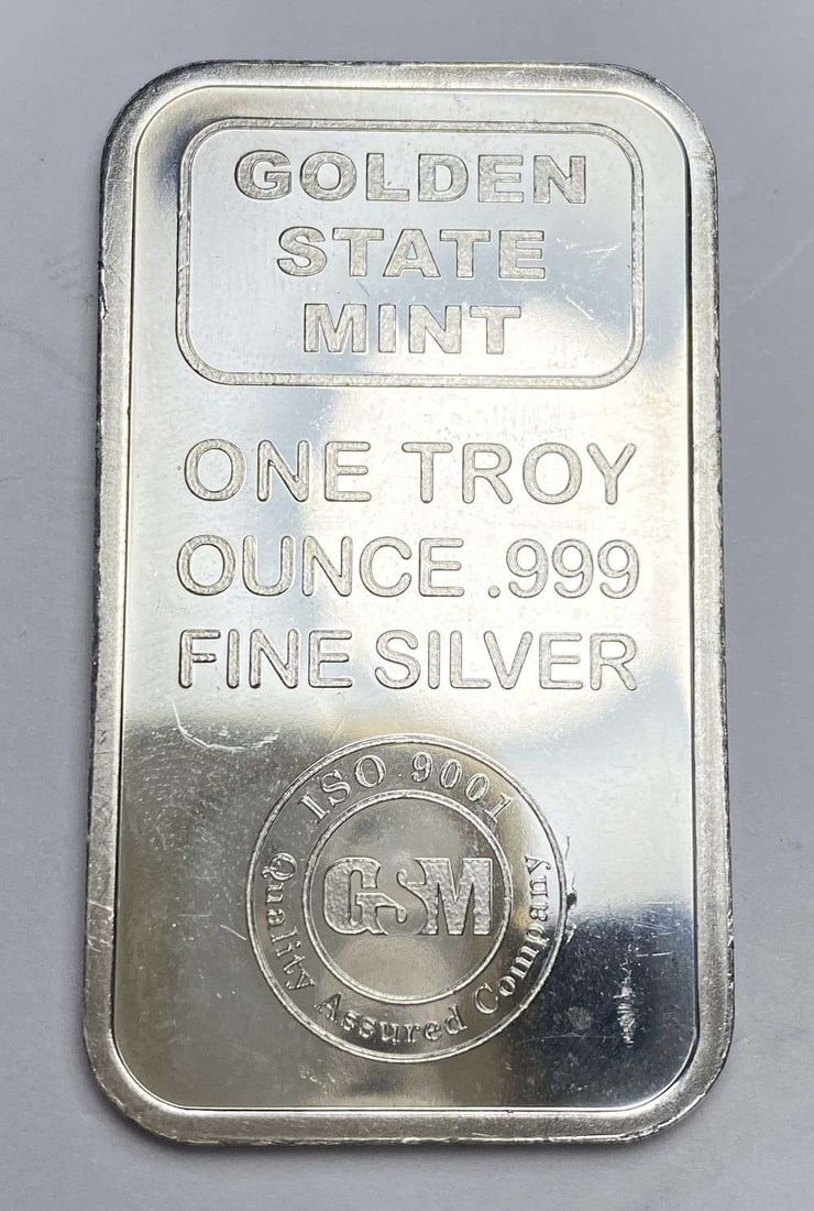 Golden State Mint 1 ozt .999 Silver Bar: Winner shall receive the exact bar shown here. (RR/B)