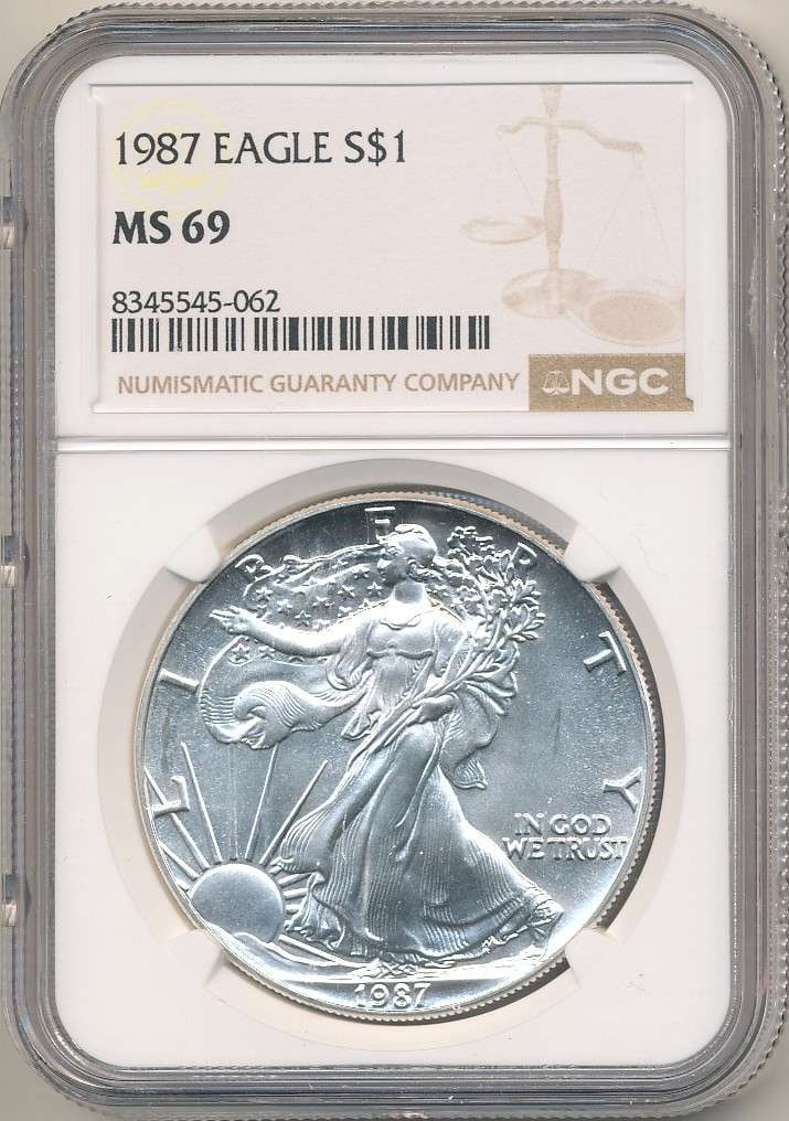 1987 American Silver Eagle NGC MS69 (1 of 4)