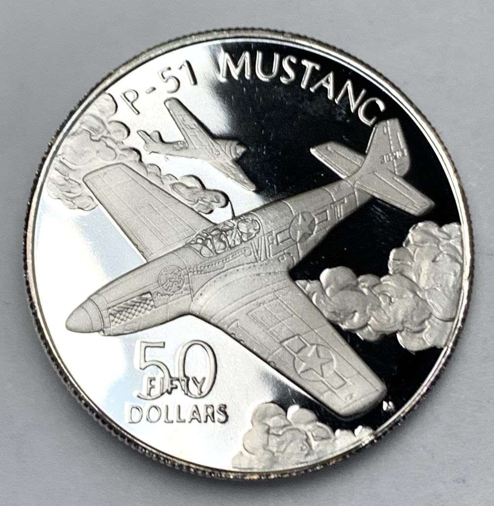 Marshall Islands North American P-51 Mustang Fighter Plane Proof 1 ozt .999 Silver (1 of 2)