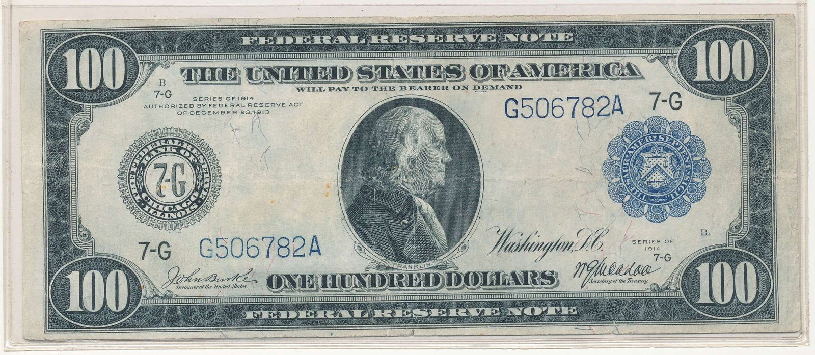 Very Rare 1914 United States $100 Federal Reserve Note (1 of 2)