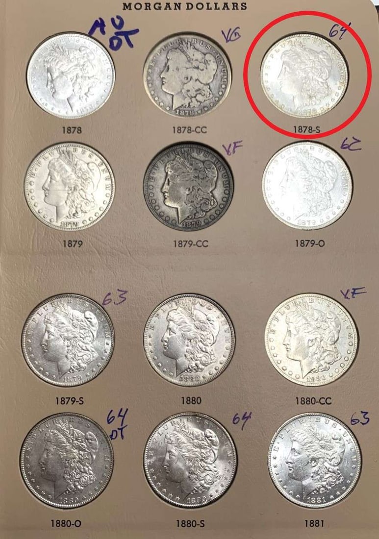 1878-S Morgan Silver Dollar MS64 From Album (1 of 4)