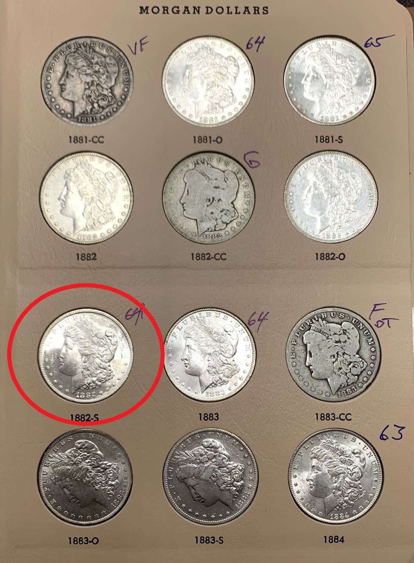 1882-S Morgan Silver Dollar MS64 From Album (1 of 4)