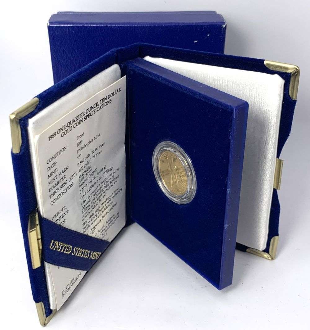 Last Minute! Proof Roman Num.1989-P American $10 Gold Eagle 1/4 ozt: Winner shall receive the exact coin shown here. (MK/LBOF)