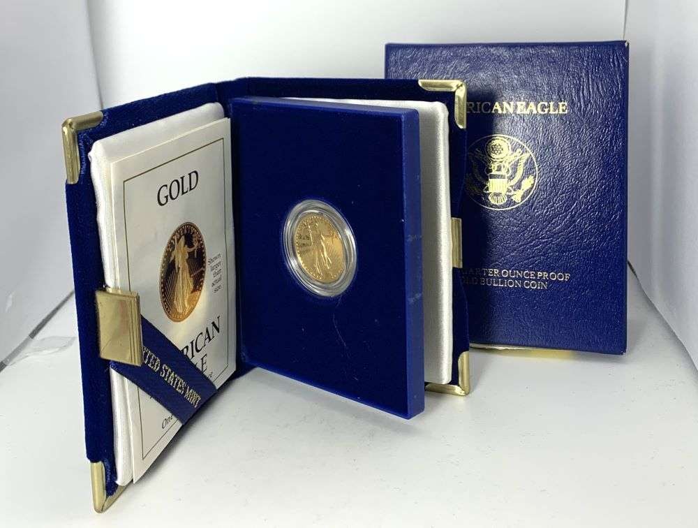 Last Minute! Roman Num.1988 American $10 Proof Gold Eagle 1/4th ozt: Winner shall receive the exact coin shown here. (RM/LBOF