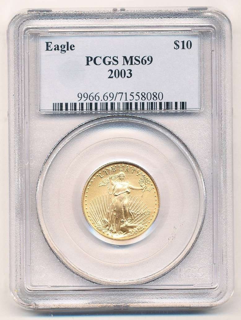Last Minute! 2003 American $10 Gold Eagle 1/4 ozt PCGS MS69 (1 of 4)