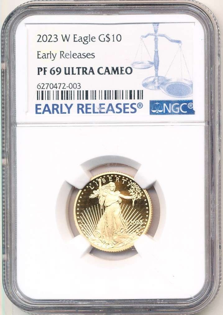 Last Minute! 2023-W American $10 Gold Eagle 1/4th ozt NGC PF69 Ultra Cameo: Winner shall recieve the exact coin shown here. (RM/LBII)