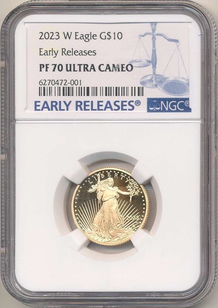 Last Minute! 2023-W American $10 Gold Eagle 1/4th ozt NGC PF70 Ultra Cameo: Winner shall receive the exact coin shown here. (RR/LBII)