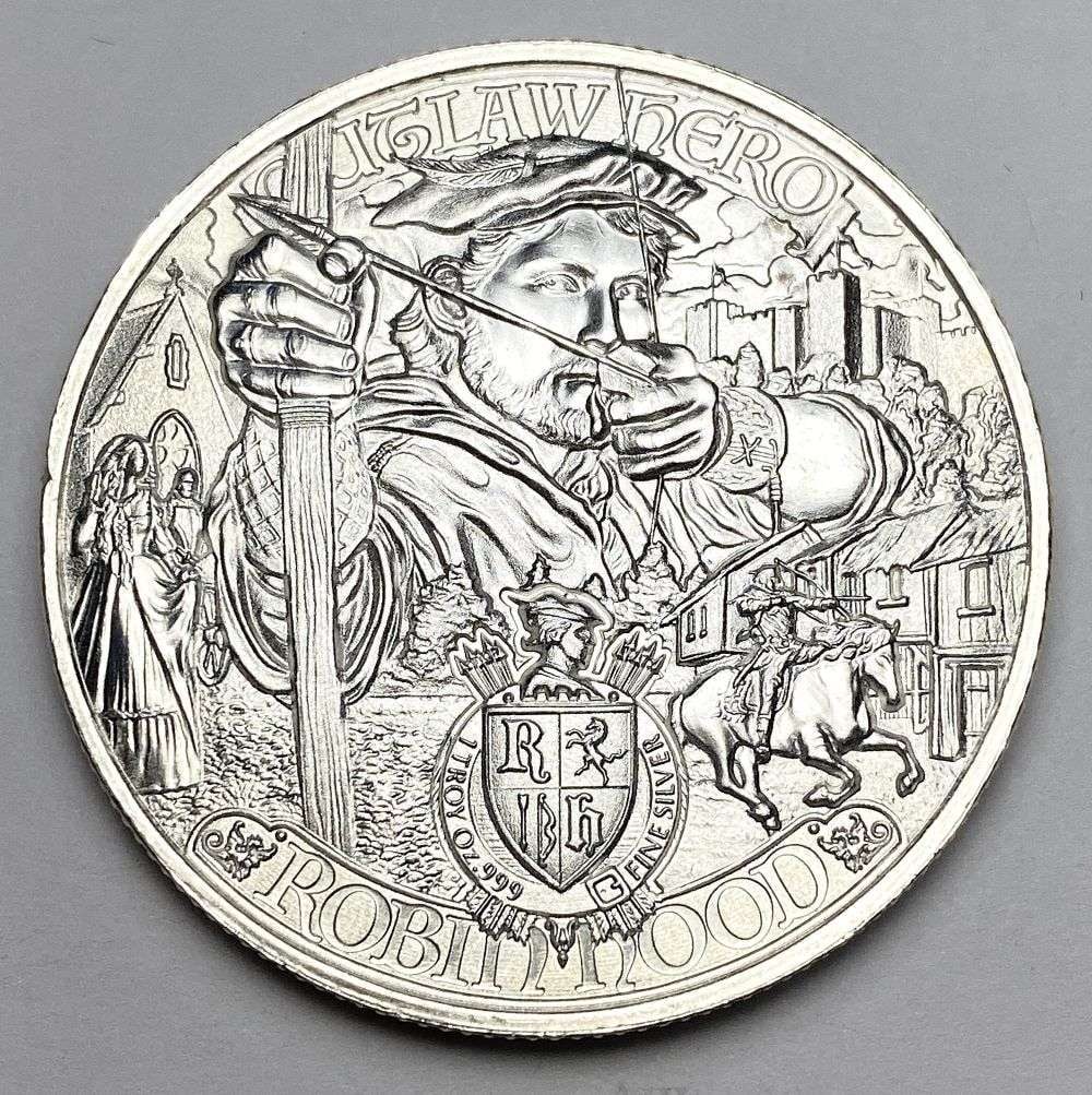 2021 NIUE $2 Robin Hood "Outlaw Hero" 1 ozt .999 Silver: Winner shall receive (1) coin precisely resembling the one shown here. (RR/B)
