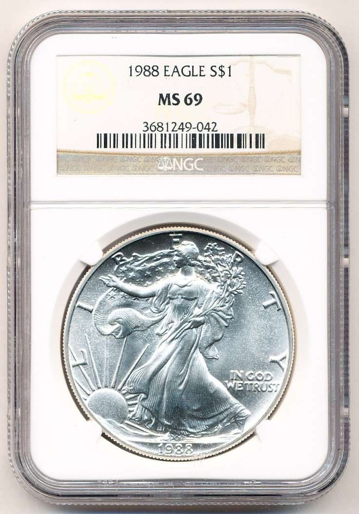 1988 American Silver Eagle NGC MS69 (1 of 4)