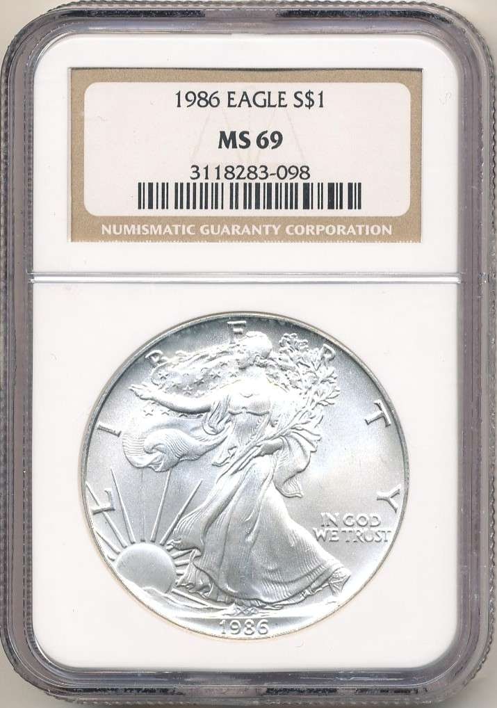 First Year 1986 American Silver Eagle NGC MS69 (1 of 4)