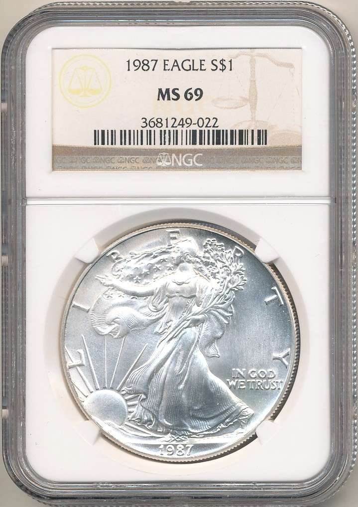 1987 American Silver Eagle NGC MS69 (1 of 4)
