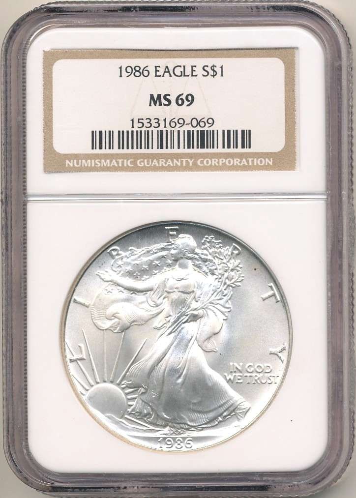 First Year 1986 American Silver Eagle NGC MS69 (1 of 4)