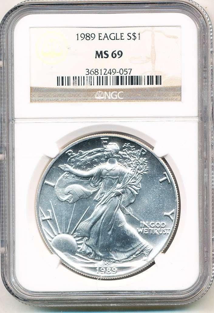 1989 American Silver Eagle NGC MS69 (1 of 4)