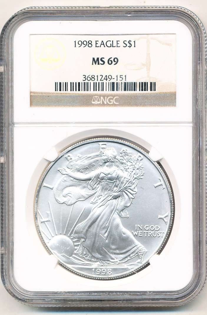 1998 American Silver Eagle NGC MS69 (1 of 4)