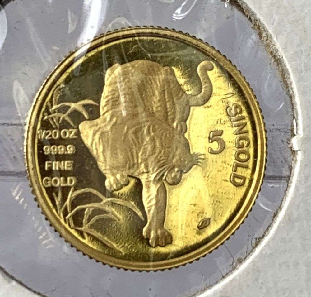 Rare 1986 Singapore Year of the Tiger .9999 Gold 1/20th ozt (1 of 3)