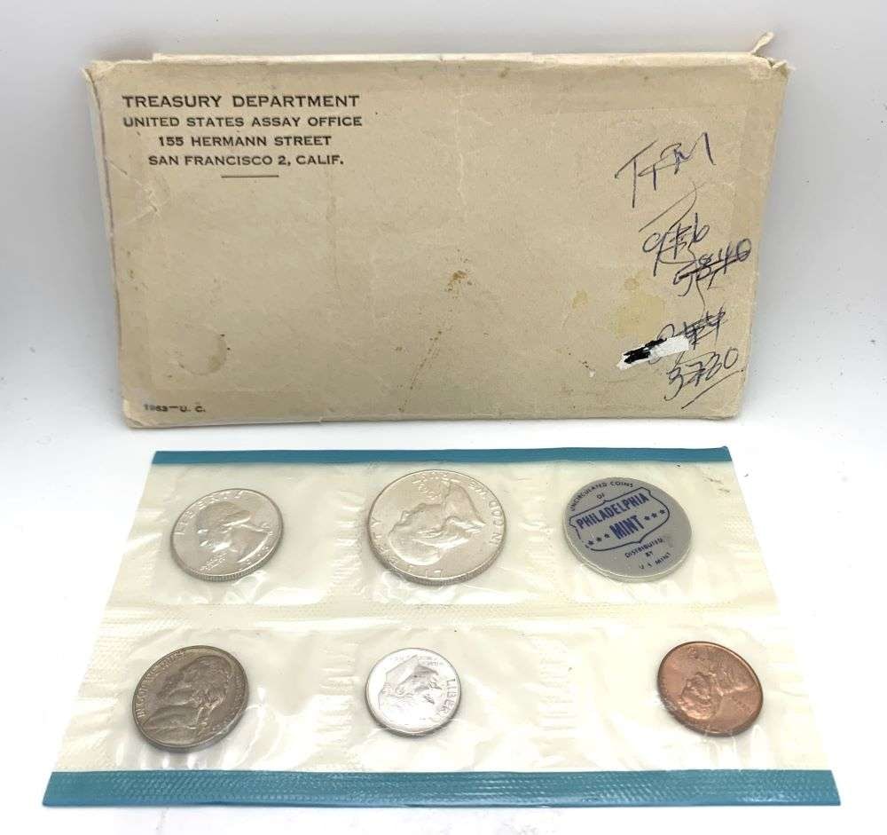 Old Time Fresh, Spectacular Original 1963 United States 90% Silver Mint Set (5-coins) (1 of 3)