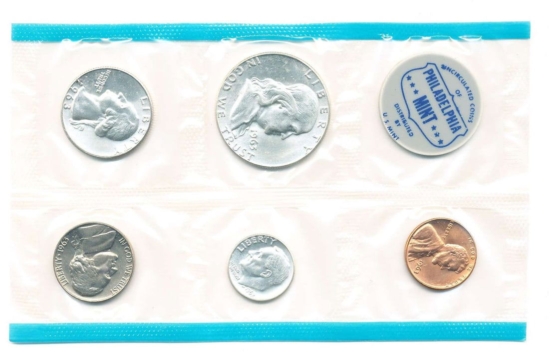 Old Time Fresh, Spectacular Original 1963 United States Mint Set (5-coins) (1 of 2)