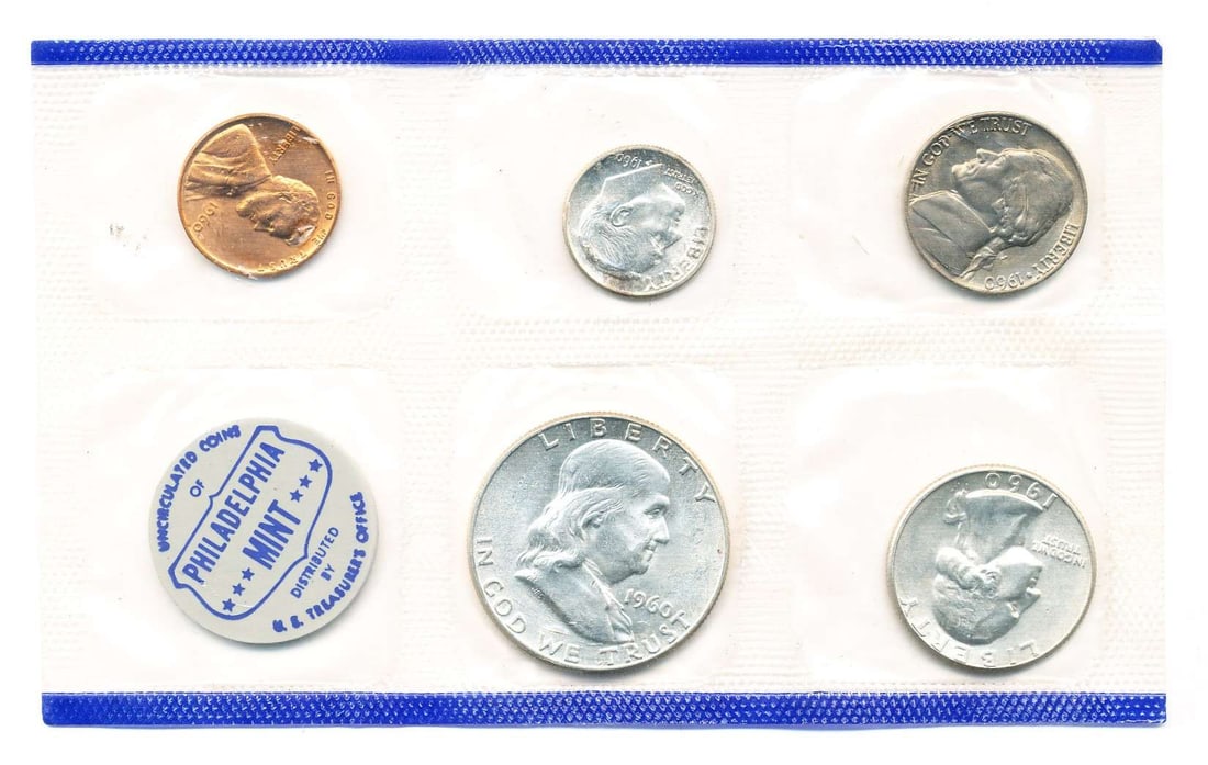Old Time Fresh, Spectacular Original 1960 United States Mint Set (5-coins) (1 of 2)