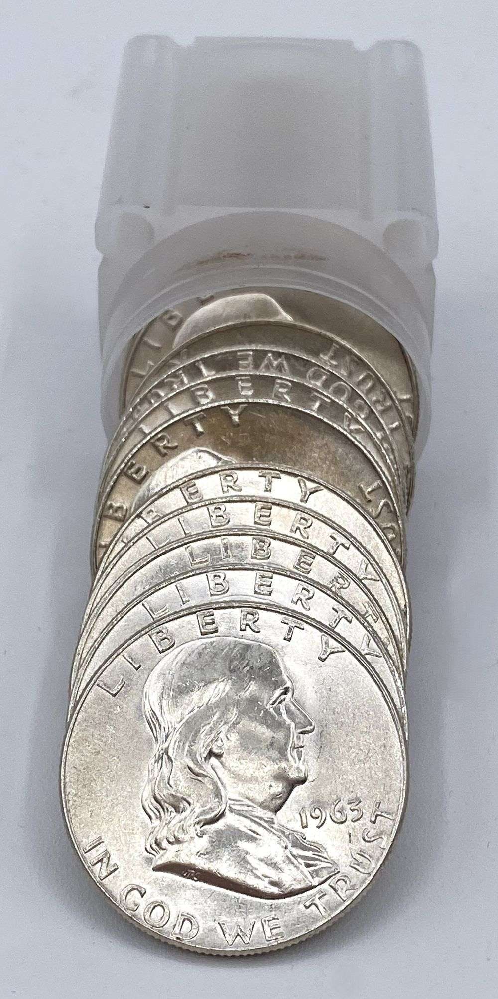 Last Minute! Fresh Roll (20) 1963-D Franklin Silver Half Dollar Mint Condition (1 of 3)