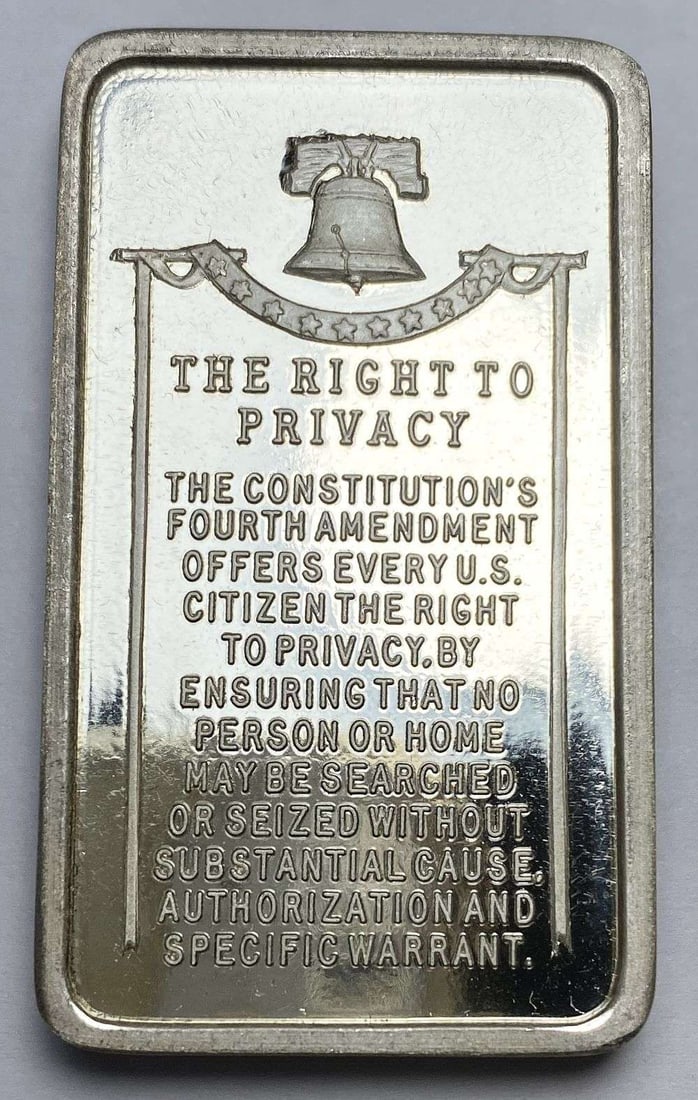 Last Minute! Vintage 1973 Wittnauer "The Right to Privacy" 1000 Grains Sterling Silver Bar (1 of 5)