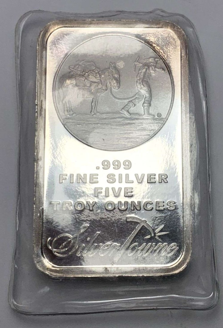 Last Minute! SilverTowne Prospector 5 ozt .999 Silver Bar (1 of 4)