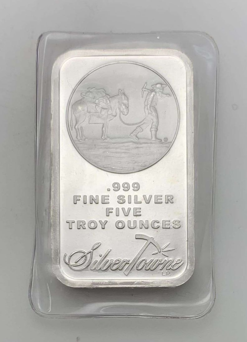 Last Minute! SilverTowne Prospector 5 ozt .999 Silver Bar (1 of 4)