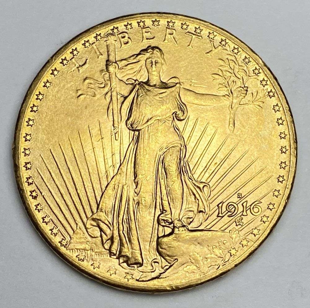 Last Minute! Better Date 1616-S Gold $20 Saint Gaudens MS65: Winner shall receive the exact coin shown here. (RR/PEBB)