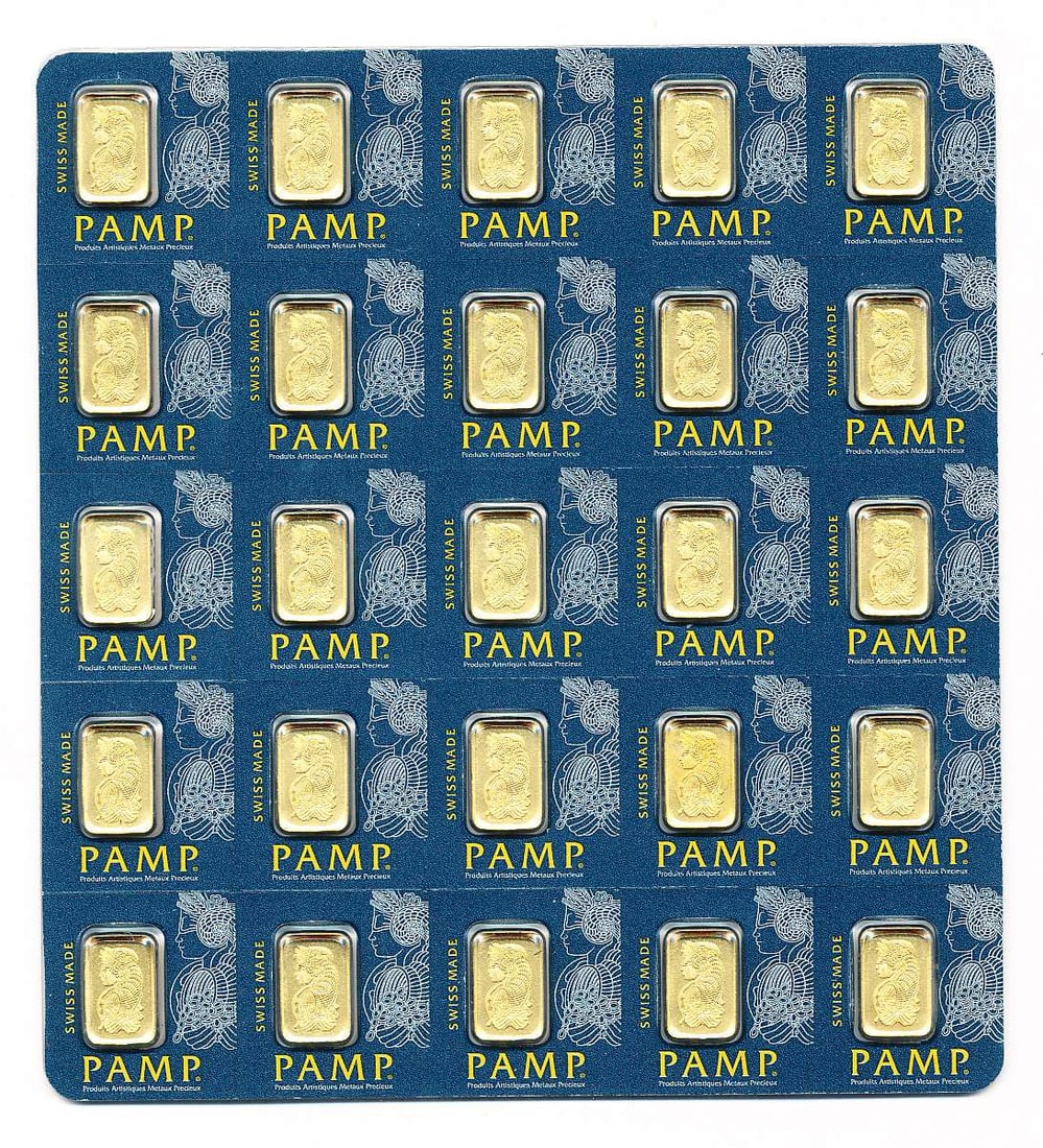 Last Minute! Sealed Carded Pamp Suisse Lady Fortuna Multigram 1g .9999 Gold Bar (25-bars) (1 of 4)