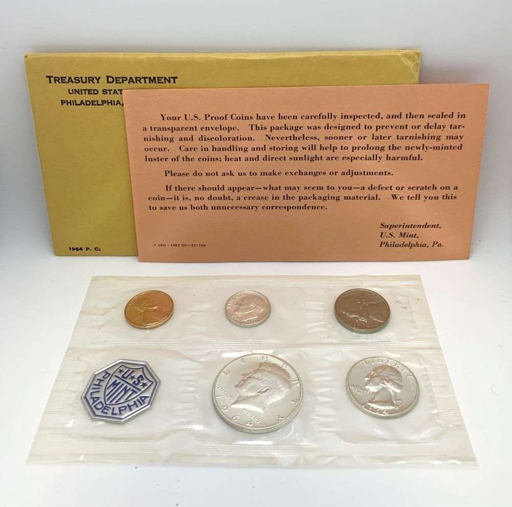 1964 United States Proof Silver Set (5-coins): Winner shall receive the exact set (5-coins) shown here. (RM/B)