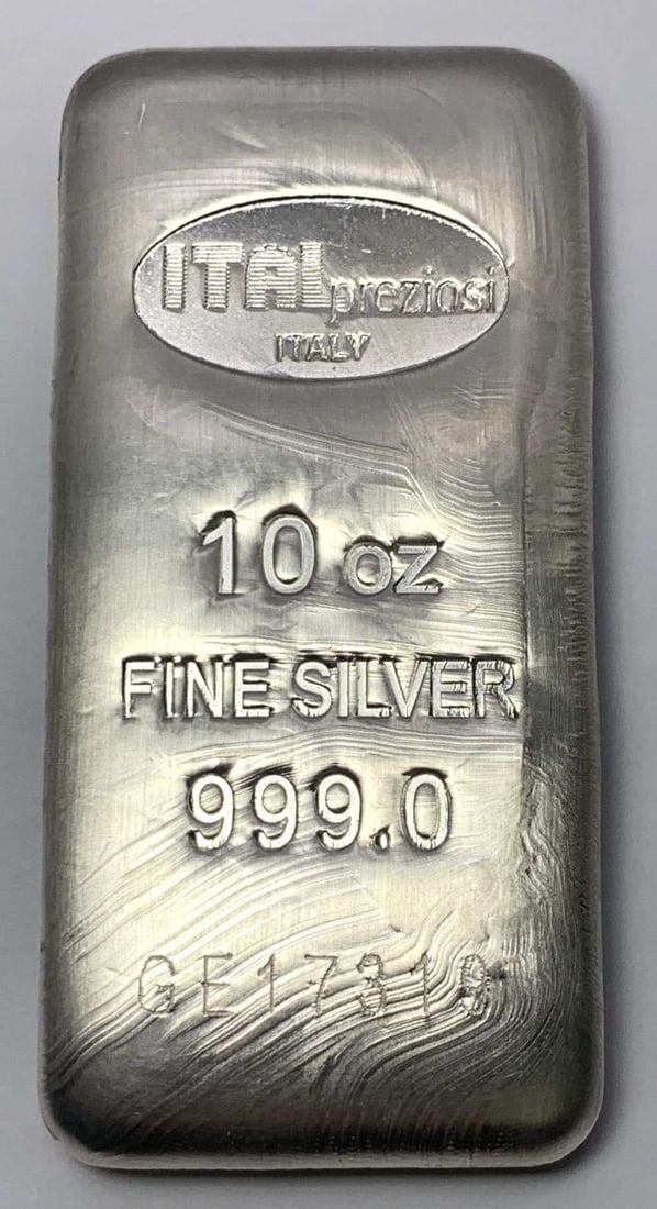 Italpreziosi 10 ozt .999 Silver Bar: Winner shall receive the exact bar shown here. (MK/RBB)