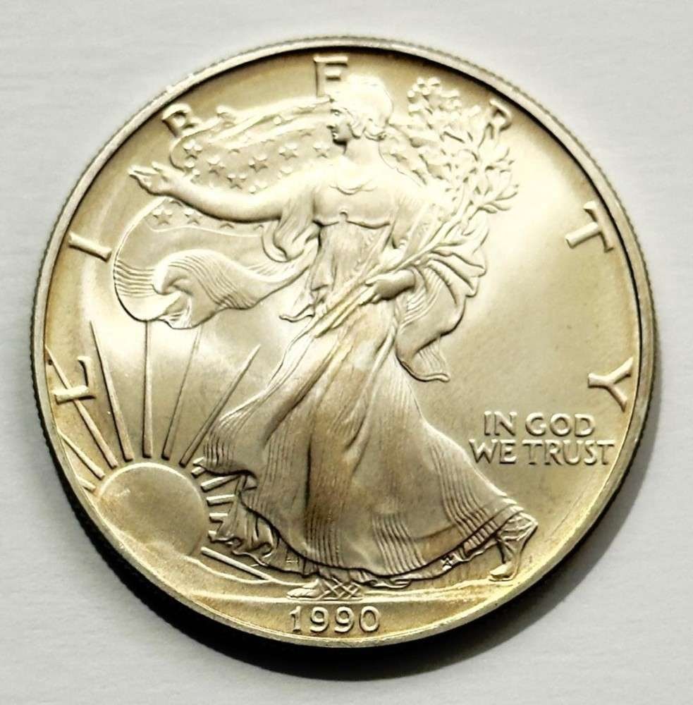 1990 American Silver Eagle: Winner shall receive the exact coin shown here. (SJ/B)