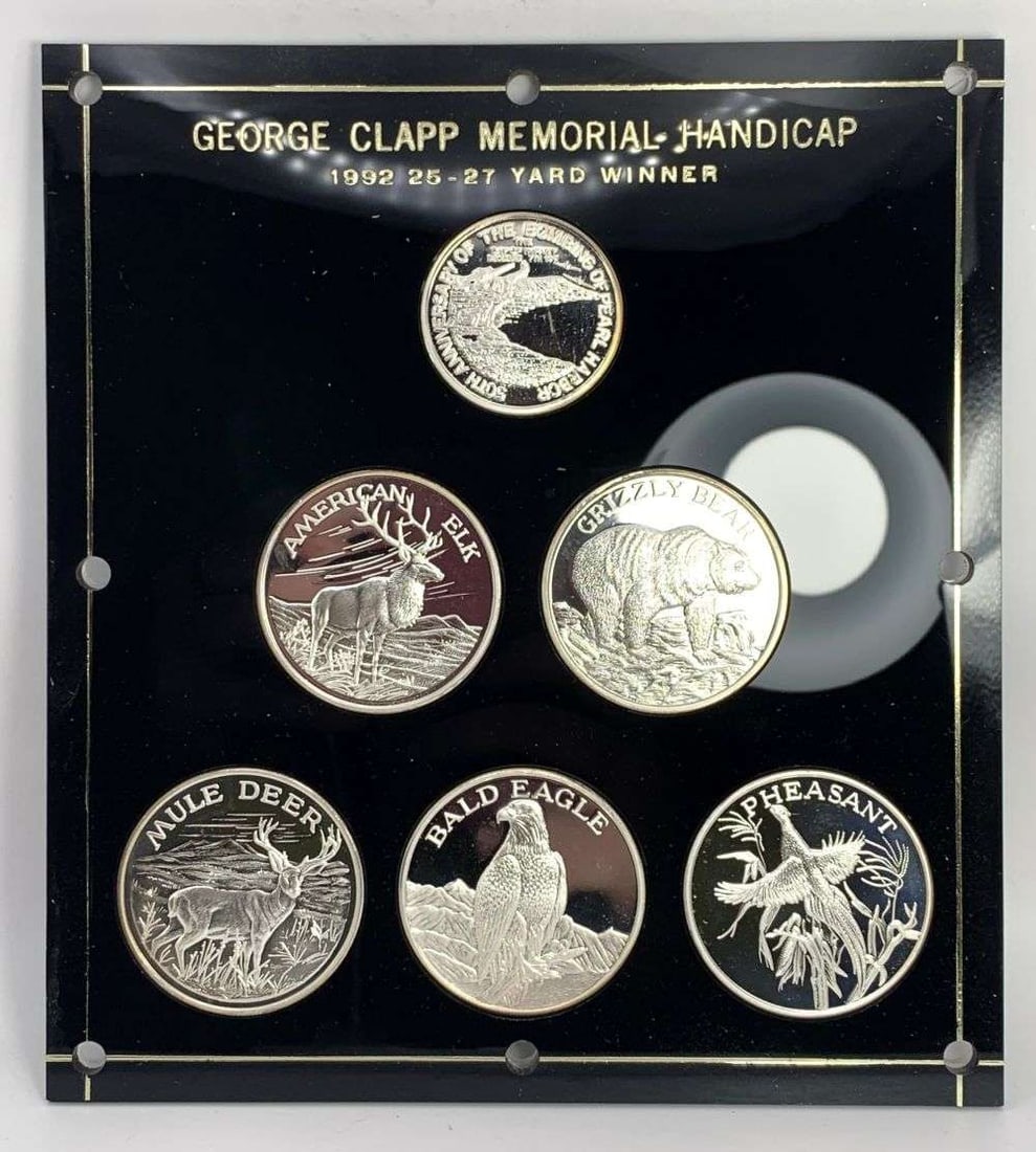 1992 North American Wildlife Series 2 ozt Proof .999 Silver Set (6-coins): Winner shall receive the exact set (6-coins) shown here. (MK/B)