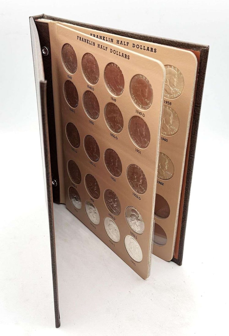 Magnificent 1948-1963-D Franklin Silver Half Dollar Complete Album (35-coins) (1 of 5)