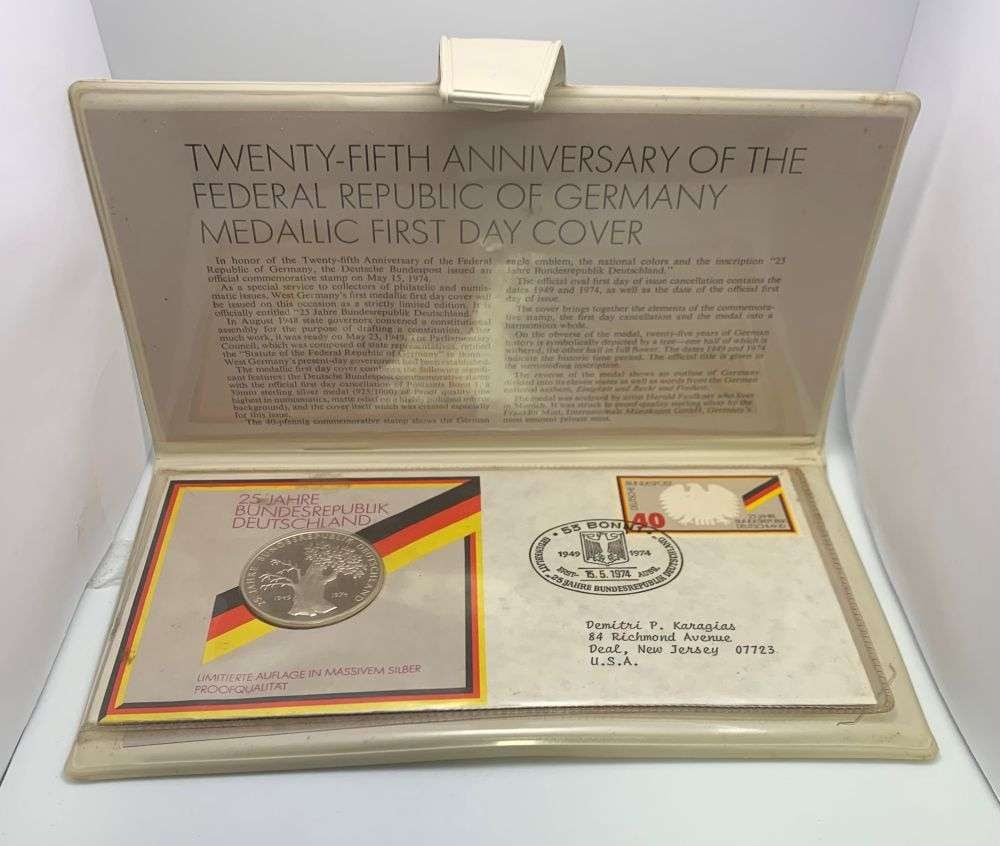 1949-1974 The 25th Anniversary of the Federal Republic of Germany Proof Silver Medal: Winner shall receive the exact coin shown here. (RM/B)