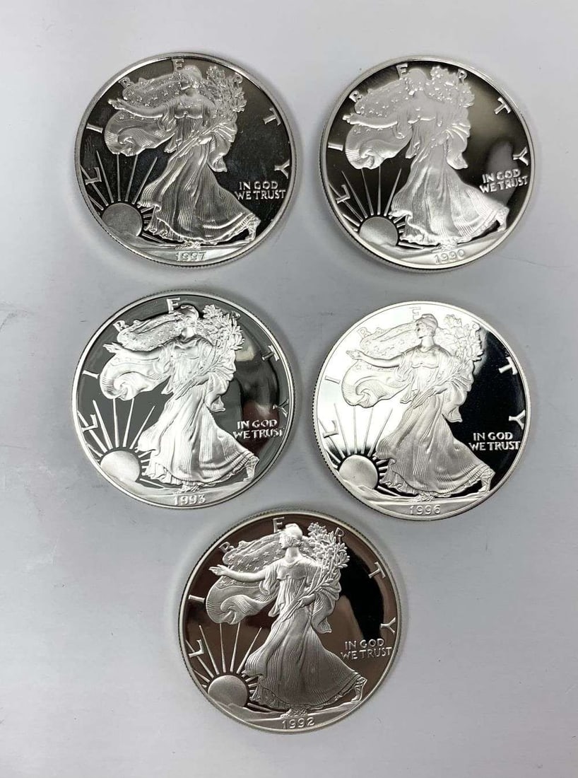 1990-S-1997-P Proof American Silver Eagle (5-coins) (1 of 6)