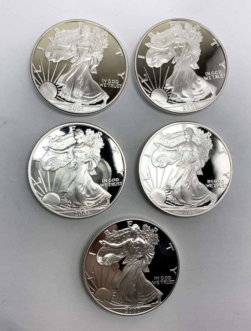 2000-P-2003-W Proof American Silver Eagle (5-coins) (1 of 6)
