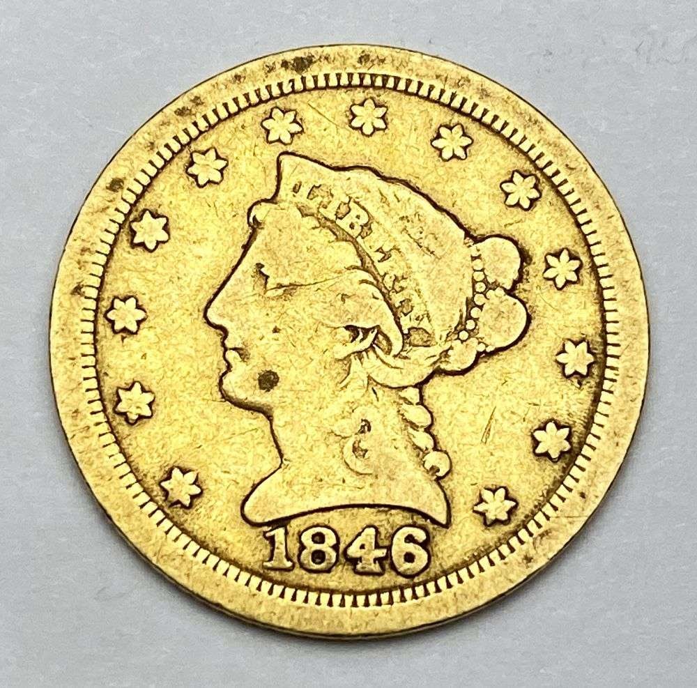 Super Rare 1846-O Gold $2.50 Liberty Head VF: Winner shall receive the exact coin shown here. (RR/B, PD/OUR)