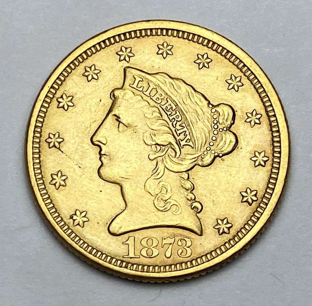Super Rare 1873 Gold $2.50 Liberty Head MS62 Details (1 of 2)